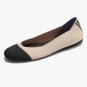 Rothy's The Square Tuxedo flats in cream and black 9.5